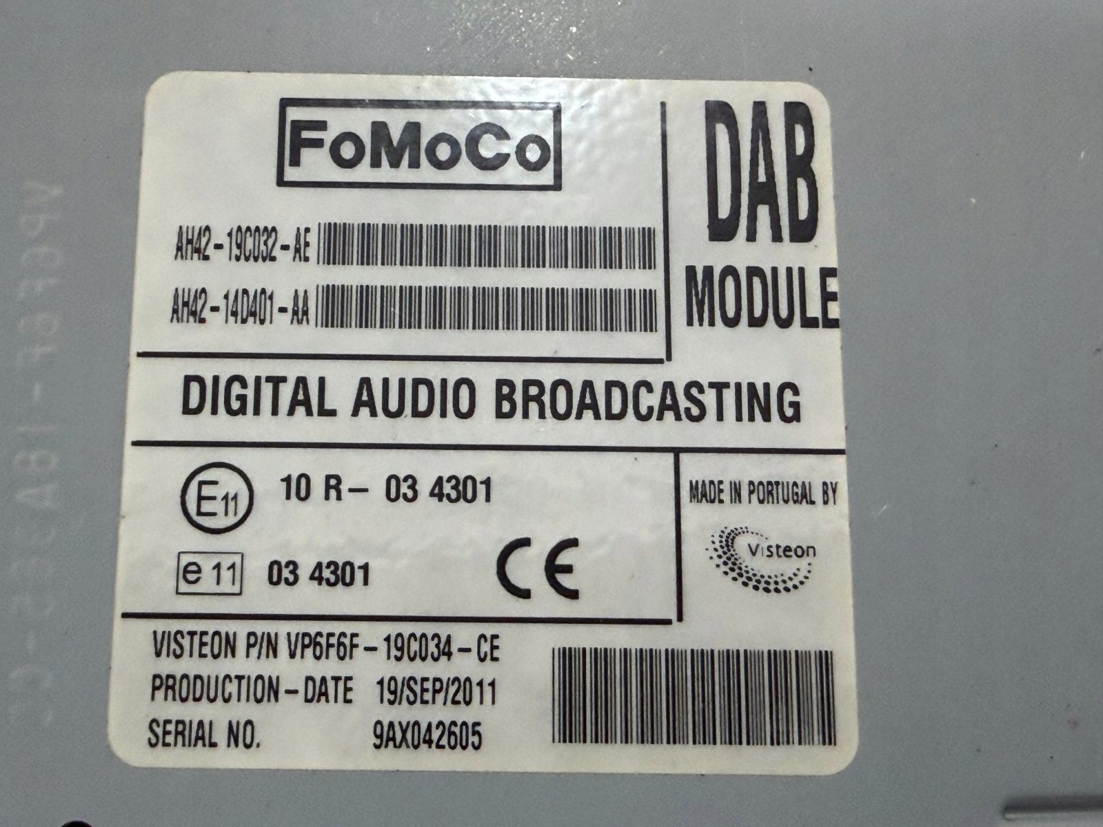 Moduł audio HiFi tuner moduł radio DAB FoMoCo Jaguar Rover VP6F6F-19C034-CE - zdjęcie 2